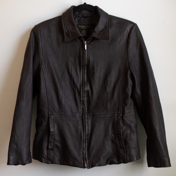 Croft & Barrow leather zip up jacket-M - Picture 1 of 6